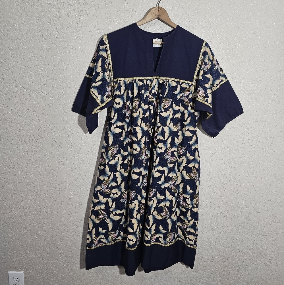 Vintage Krist Gudnason Butterfly Print Dress